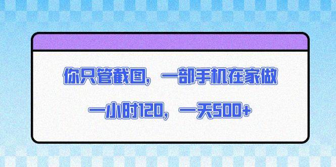 (12.25)你只管截图，一部手机在家做，一小时120，一天500+