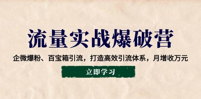 (1.25)流量实战爆破营：企微爆粉、百宝箱引流，打造高效引流体系，月增收万元