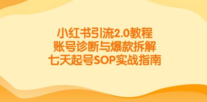 (6.7)小红书引流2.0教程，账号诊断与爆款拆解，七天起号SOP实战指南