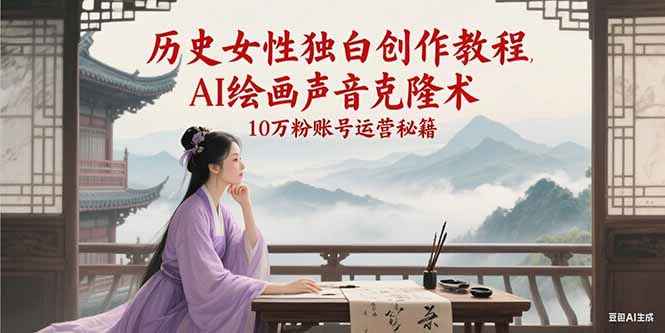 (6.23)历史女性独白创作教程，AI绘画声音克隆术，10万粉账号运营秘籍