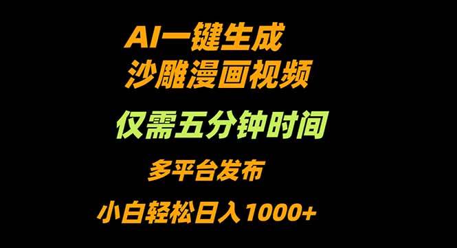 (10.20)AI一键生成沙雕动漫视频，只需5分钟，小白轻松日入1000+