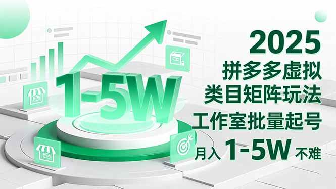 (11.24)2025 拼多多虚拟类目矩阵玩法，工作室批量起号，月入 1-5W 不难