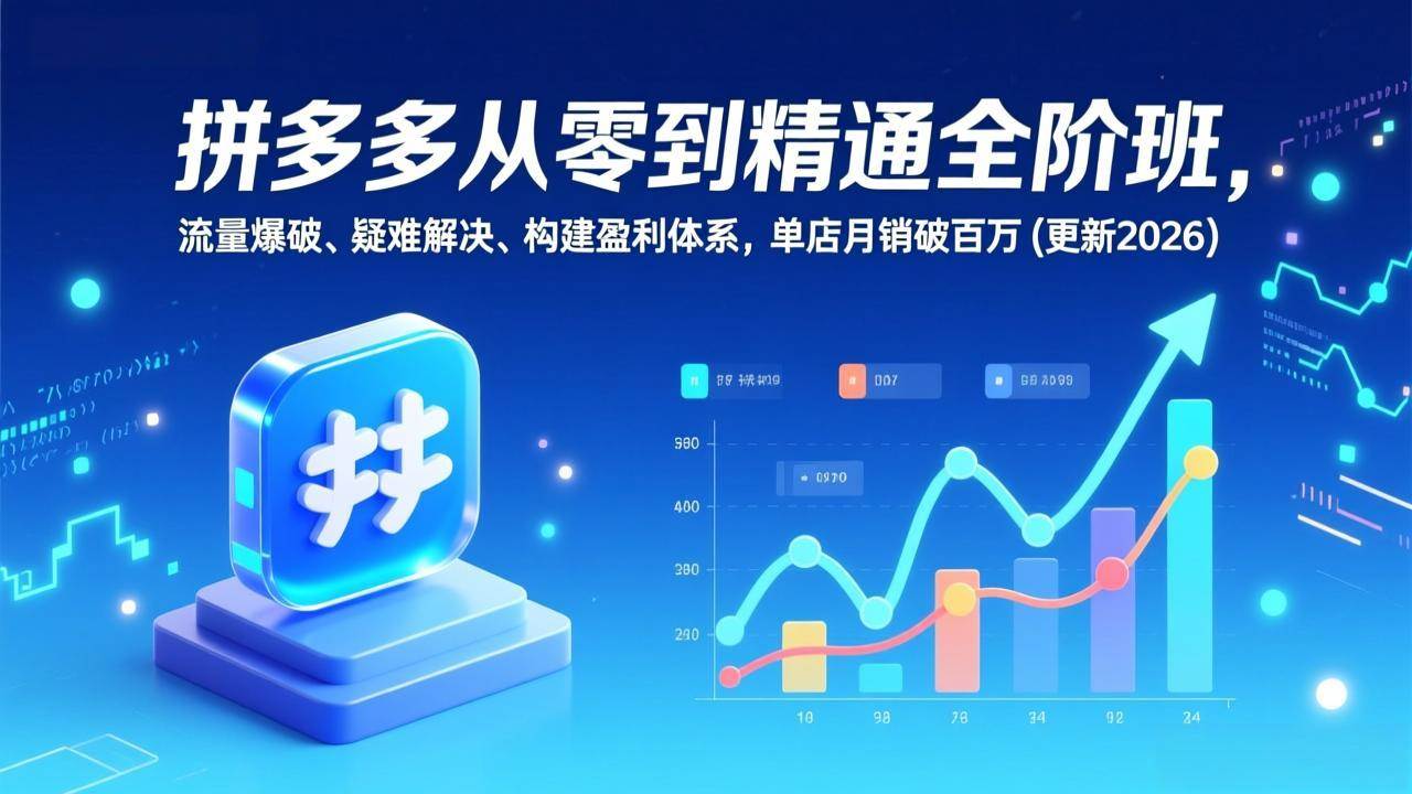 (1.19)拼多多从零到精通全阶班，流量爆破、疑难解决，构建盈利体系，单店月销破百万(更新2026)