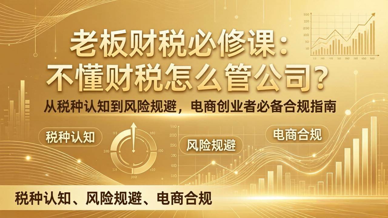 (3.22)老板财税必修课：不懂财税怎么管公司？从税种认知到风险规避，电商创业者必备合规指南