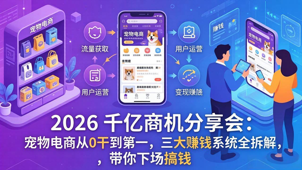 (3.22)2026 千亿商机分享会：宠物电商从0干到第一，三大赚钱系统全拆解，带你下场搞钱