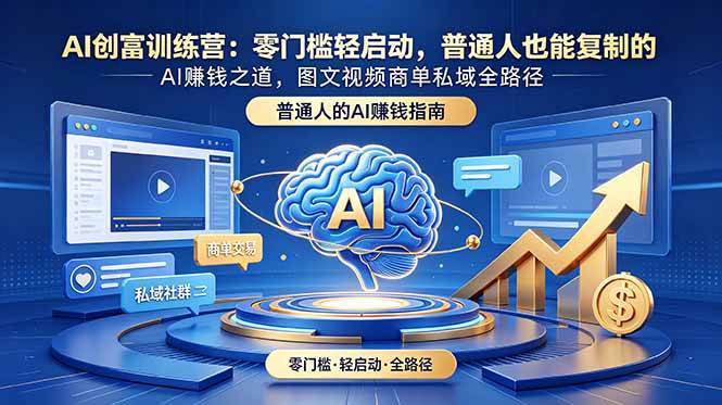 (6.17)AI创富训练营：零门槛轻启动，普通人也能复制的AI赚钱之道，图文视频商单私域全路径